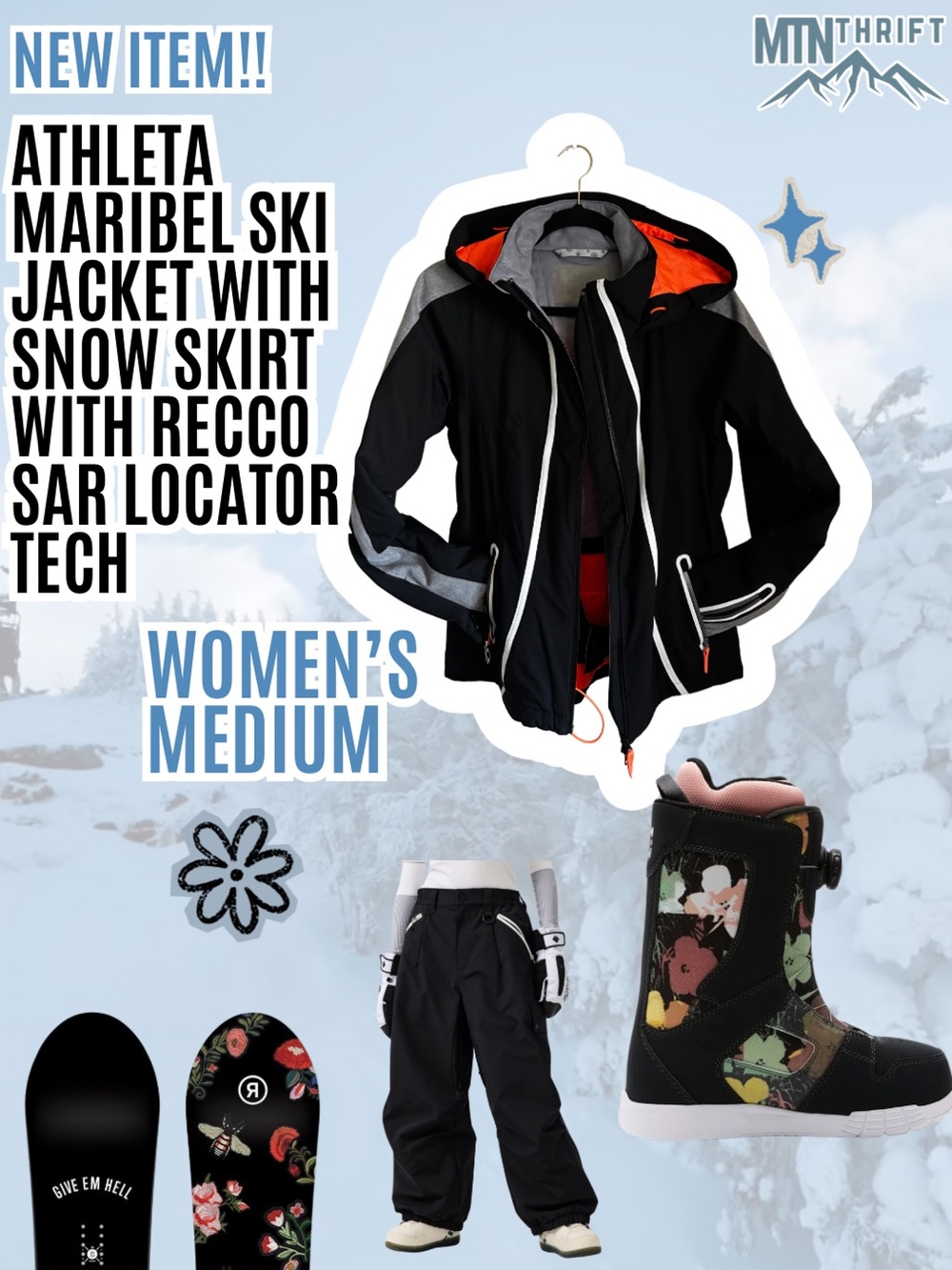 AWomen's Black & Orange Ski Jacket with Gray Accents